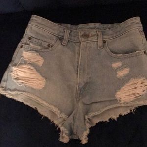 Blue jean shorts high waisted
